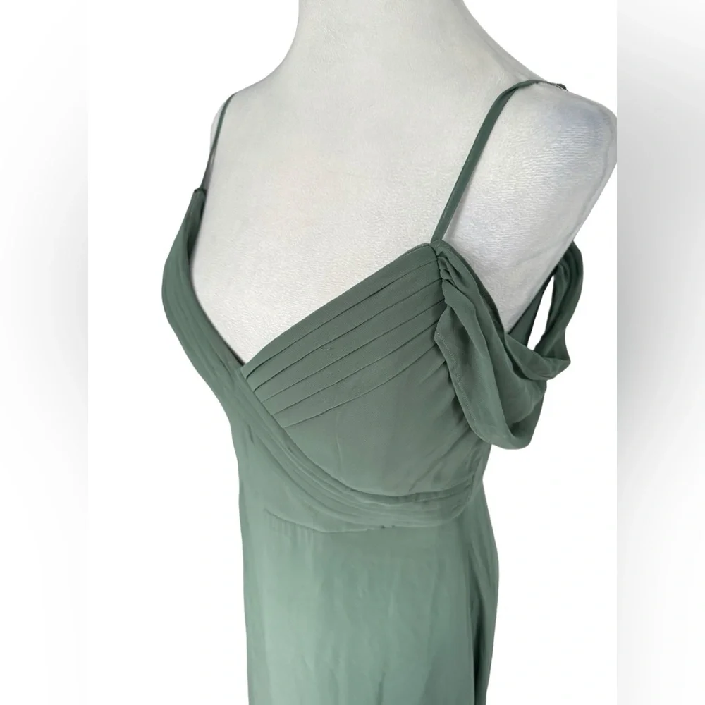Birdy Grey Spence Chiffon Bridesmaid Dress Sage Long Sage with Pockets Medium - Picture 4 of 14